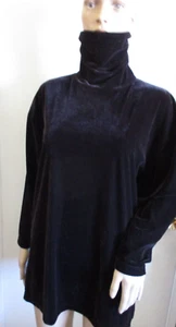 Classique Entier Top BLACK VELVET Oversized tunic petite XS Turtleneck Long Slv - Picture 1 of 6