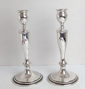 Large Pair Sterling Silver 10" Tall Weighted Candlesticks by Chicago Silver Co. - Picture 1 of 9
