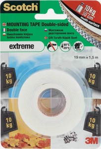 Scotch 3M doppelseitiges Extreme (L) 1,5 m (B) 19 mm weiß Montageband mehrere Oberflächen - Bild 1 von 2