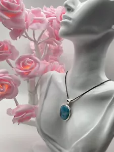 Vintage Sterling Silver Pendant 925 Larimar 12.47g - Picture 1 of 9