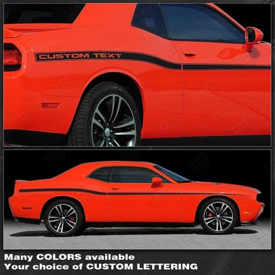 Dodge Challenger 2008-2023 желтый куртка стиль боковые полосы наклейки - выбрать цвет - Изображение 1 из 2