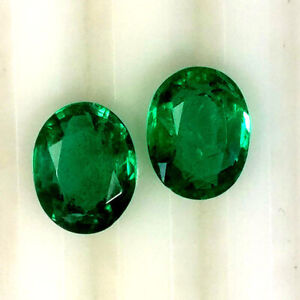 3.42ct Natural Emerald oval calibrated (9x7)m Rich green super fire earring pair