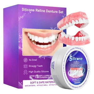 Juego de dentaduras de silicona suave Kit de reline de dentaduras de silicona suave para mujeres hombres - Imagen 1 de 12