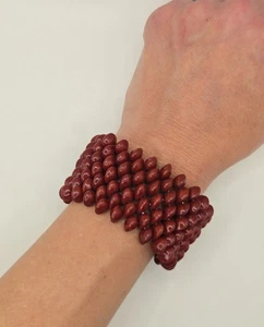 Vintage dunkelrote natürliche Erde Samen 18 Zoll Wickelarmband - Bild 1 von 13