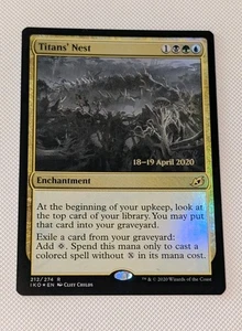MTG * FOIL PRE RELEASE * Ikoria Lair of Behemoths Rare TITANS' NEST  NM - Imagen 1 de 1