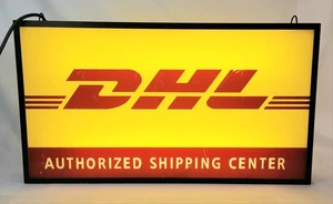 DHL Authorized Shipping Center 2-Sided Lighted Sign - WORKS Vintage Advertising - Picture 1 of 10