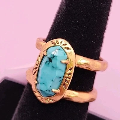 NUEVO Anillo Banda Marco Grabado Dorado Vintage Rosa Amarilla Kendra Scott Elyse Variegado Foto 1 de 4