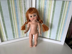 VOGUE GINNY PUPPE ROTE ZÖPFE BLAUE AUGEN 50er Jahre bemalt Wimpern aufgereiht WUNDERSCHÖN - Bild 1 von 8