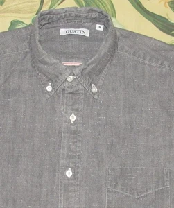 GUSTIN Grey Nep Long Sleeve Button Down Shirt Medium - Picture 1 of 3