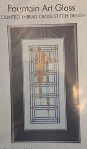 Heartland House Designs Frank Lloyd Wright Fountain Art Glass Cross Stitch Chart - Picture 1 of 6