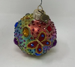 Jay Strongwater Rainbow Ball Ornament With Butterflies - Picture 1 of 7