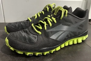 Reebok Men's Realflex Athletic J90773 Running Shoes Mesh Black Neon Green Sz 12 - Picture 1 of 14