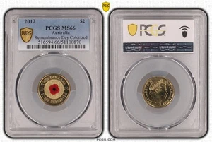 Australia 2012 Red Poppy $2 Coloured Coin PCGS MS66 #0870 - Bild 1 von 1