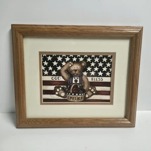 God Bless America Home & Garden Party Blue Jean Teddy Bear Flag Apples 11.5x9.5 - Picture 1 of 7