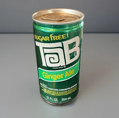 Lata de aluminio vintage de 12 oz Soda Pop TAB GINGER ALE Coca-Cola años 80 sin azúcar Foto 1 de 4