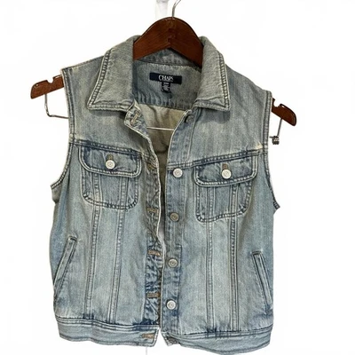 Chaleco de mezclilla vintage Chaps lavado claro sin mangas M/M Foto 1 de 4