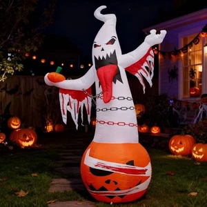 10FT Halloween Inflatable Ghost Outdoor Decoration with Built-in LED Lights, ... - Foto 1 di 7