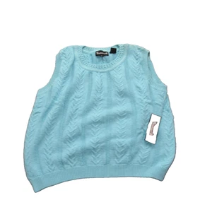 Wainscott Sweater Vest Womens Large Cable Knit Pullover Sleeveless Blue Casual - Picture 1 of 6