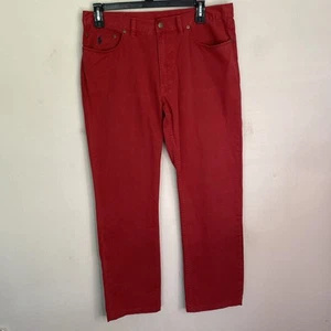 Vintage Ralph Lauren Herren 36 x 32 Baumwolle Twill Chino Hose rot blau Pony 5 Pocket - Bild 1 von 14