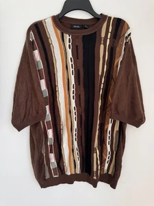 Maglione girocollo GACHU VINTAGE anni 90 maglia manica corta 3D cavo Biggie Hip Hop XL - Foto 1 di 7