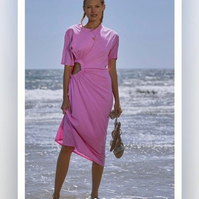 Anthropologie Stateside Women's XS Pink Cutout Maxi T-Shirt Dress Pink Boho USA - Image 1 of 4