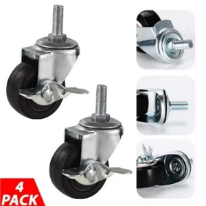 4PZ Ruote in Gomma da 3 Pollici Ruote Freno di Sicurezza Resistenti per Scaffalature Filo Rack - Foto 1 di 15