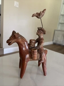 REIHER MARTINEZ MENDOZA MEXIKANISCHER ACATLAN MANN PFERD ZIEGE SKULPTUR VOLKSKUNST KERAMIK - Bild 1 von 10