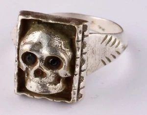 ww2 Skull Ring war period WWII ww1 WWI Battlefield artifact Military Silverplate - Picture 1 of 13