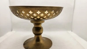Vintage Boho Brass Pedestal Bowl 6" - Picture 1 of 12