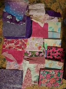 1 Pound 2 Oz Cotton Sewing Quilting Fabric Scraps Stash Lot Pink Purple Tones - Picture 1 of 1