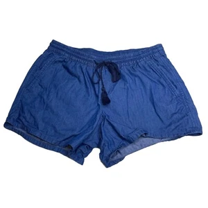 Old Navy Blue Chambray Shorts Pull On Sz XS 100% Cotton Drawstring Womens - Picture 1 of 5