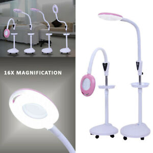 16X Magnifying Flexible Floor Stand Magnifier Lamp Light LED Tattoo Beauty Salon