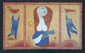 Sérigraphie orig Sami Briss Sign/n° Joueuse Mandoline Surrealiste Dada Brauner - Picture 1 of 6