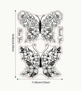 butterfly clear stamps Floral card clay NEW Free Ship - Picture 1 of 1