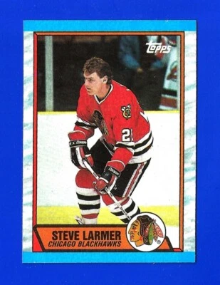 1989-90 Topps HOCKEY #179 STEVE LARMER NRMINT+ CHICAGO BLACKHAWKS (TM1)  - Image 1 of 2
