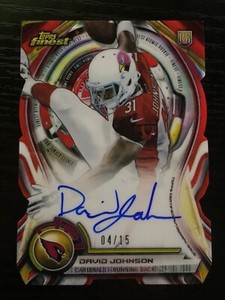 David Johnson 2015 Topps Finest Red Atomic Rookie Refractor Auto Die Cut #4/15