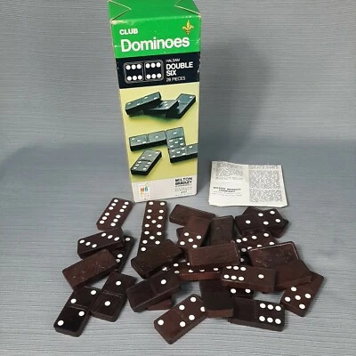 Vintage Club Dominoes Halsam Double Six 28 Pieces 1970 Milton Bradley 4101 set - Image 1 of 4