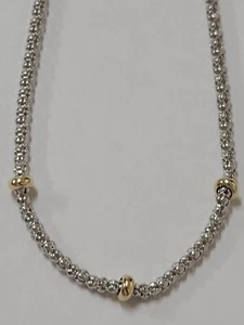 18k Gold and Silver Necklace Diamond Cut Popcorn Design By Phillip Gavriel 17" - Picture 1 of 15
