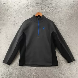 Spyder Ski Jacket Mens XL Gray Solid Quarter Zip Mock Neck Long Sleeve Pullover - Picture 1 of 13