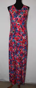 Lularoe Damen Gr. L rot Dani Tank Maxikleid blau Vögel und Blumen hergestellt in den USA - Bild 1 von 6