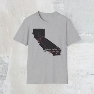 Jurupa Valley CA Map T-Shirt, Casual Tee, California Gift, Travel Souvenir - Picture 1 of 15