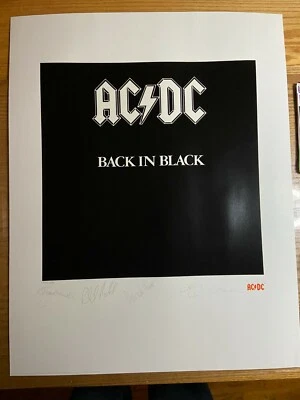 Póster litográfico con impresión artística negra ACDC numerado con certificado de autenticidad oficial  Foto 1 de 4