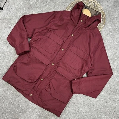 Lands' End Men’s Direct Merchants Vintage Wool Plaid-Lined Jacket Hooded Parka M - Image 1 of 4