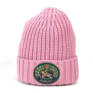 BURBERRY beanie hat knit hat knit cap emblem logo Knit hat wool / Cashmere pink - Picture 1 of 9