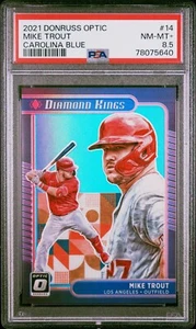 *PSA 8.5* Mike Trout 2021 Donruss Optic Carolina Blue (44/50) Los Angeles Angels - Imagen 1 de 2