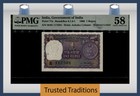 TT PK 77a 1966 INDIA GOVERNMENT OF INDIA 1 RUPEE PMG 58 CHOICE ABOUT UNC