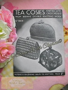 Vintage 1930s Tea Cosy Pattern 3 MORE Traditional Styles! 2 Crochet & 1 Knitted. - Picture 1 of 1