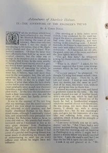 1892 Arthur Conan Doyle Sherlock Holmes Aventura del pulgar del ingeniero - Imagen 1 de 4