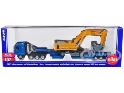 HEAVY HAULAGE TRANSPORTER & LIEBHERR 974 LITRONIC EXCAVATOR 1/87 (HO) SIKU 1847 - Image 1 of 4