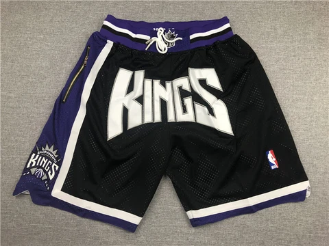 HOT Sacramento Kings Vintage Men's Basketball Shorts Stitched Black Size:S-XXL Cover